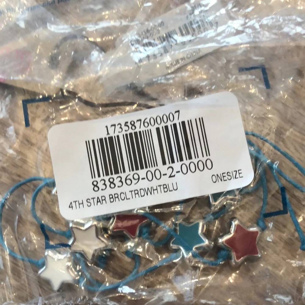 Old Navy Star Bracelet Red White Blue Stars One Size Adjustable